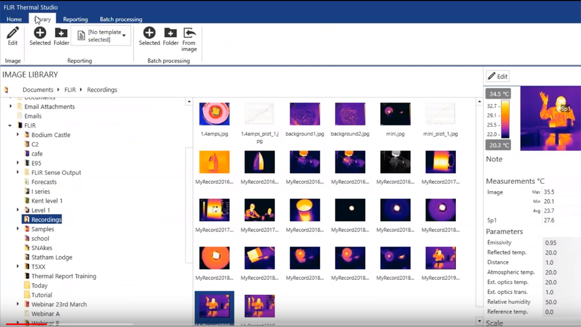 FLIR Thermal Studio - Gestion des images